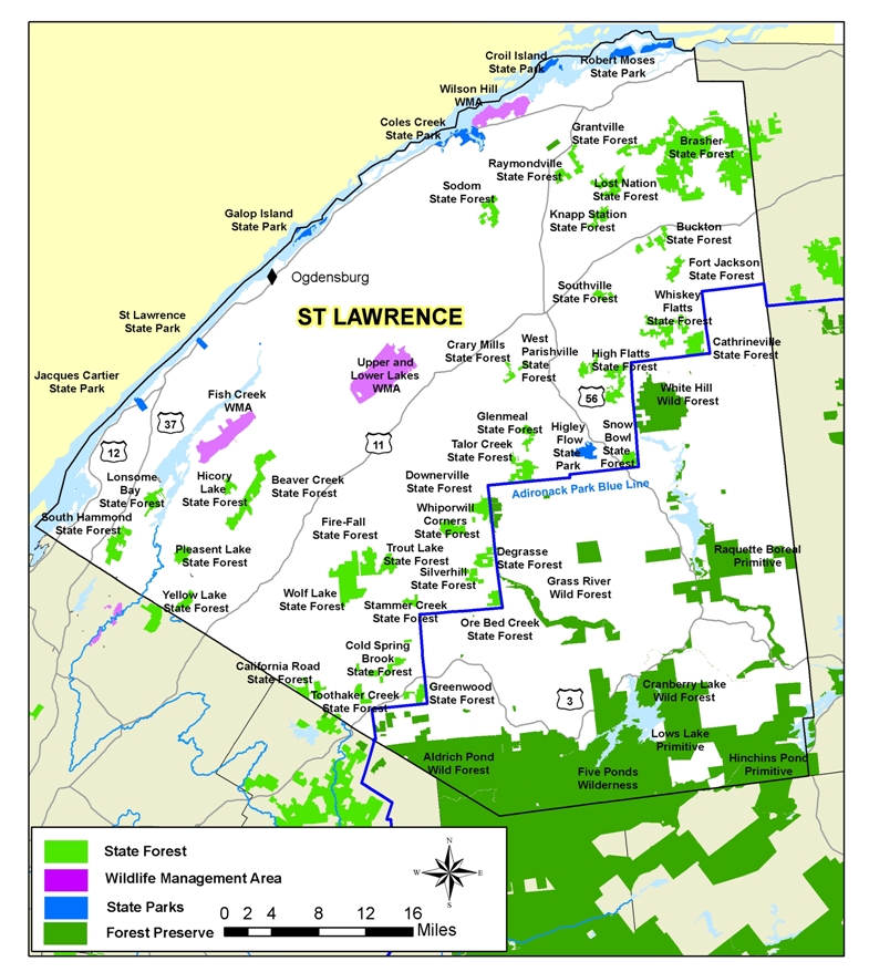 Map of St. Lawrence County